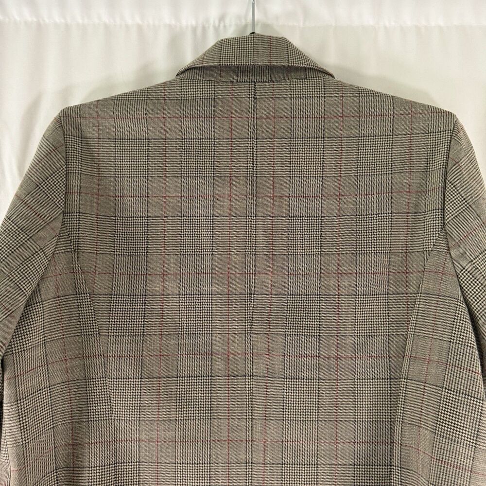 Skies Are Blue Blazer Women's Large Petite Brown Plaid Open Front Long Sleeve - Picture 11 of 12